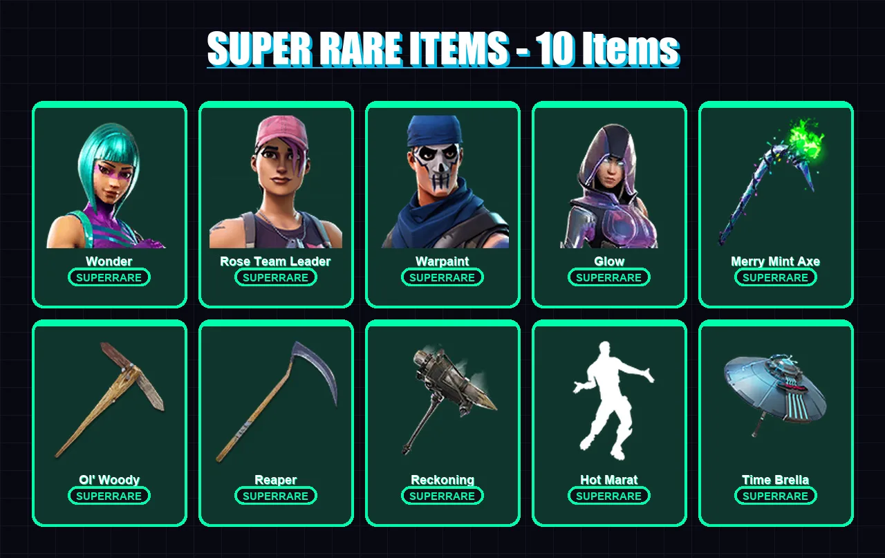 [PC/PSN] | Wonder | Rose Team Leader | Warpaint | Glow | Singularity | 118 skin | 103 pickaxe | 102 emote | 94 glider | Lv1585