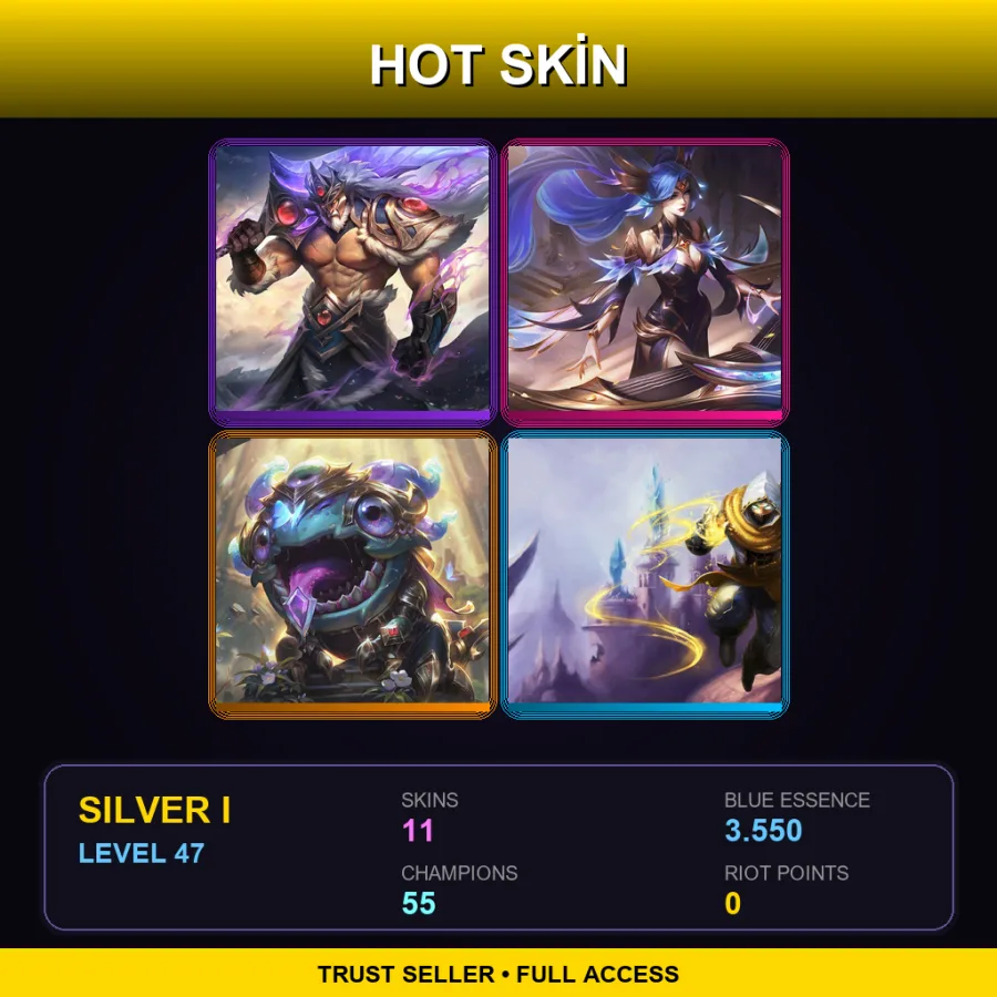 EUW | Lv47 | Silver I | 11 Skin | 55 Champ