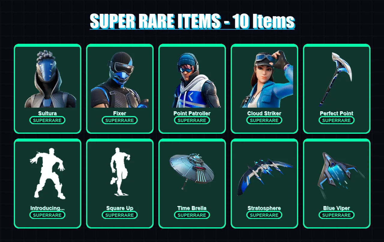 [PS4/PS5/XBOX/PC] | Sultura | Fixer | Point Patroller | Cloud Striker | Fade | 50 skin | 61 pickaxe | 53 emote | 56 glider | Lv885 — Fortnite account