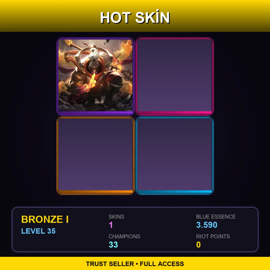 EUW | Lv35 | Bronze I | 1 Skin | 33 Champ — LoL account