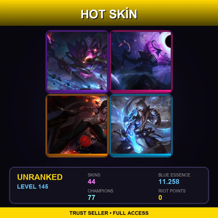EUNE | Lv145 | Unranked | 44 Skin | 77 Champ