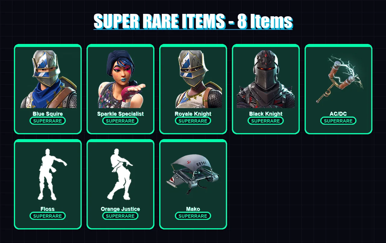 [PC/XBOX/PSN] | Blue Squire | Sparkle Specialist | Royale Knight | Black Knight | Carbide | 13 skin | 9 pickaxe | 16 emote | 12 glider | Lv252