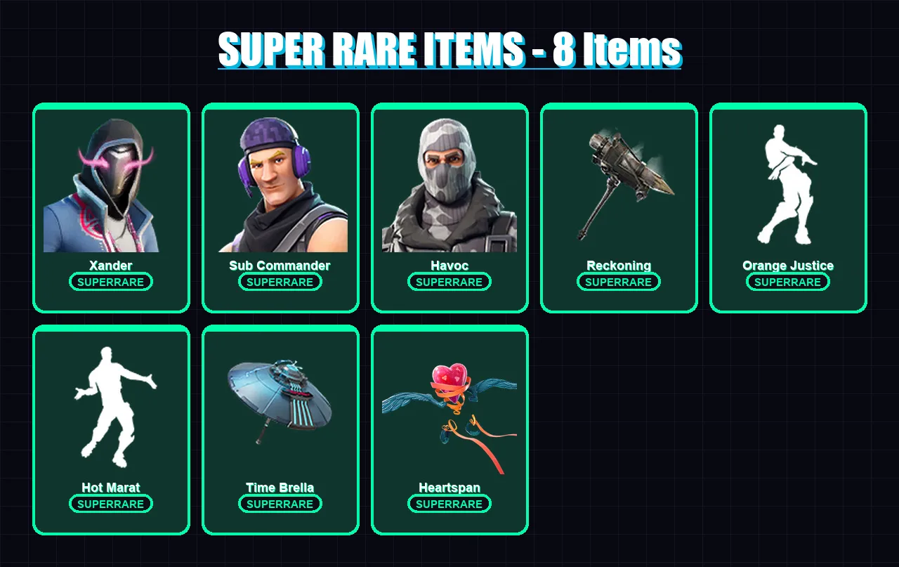 [PC/XBOX/PSN] | Xander | Sub Commander | Havoc | Luxe | Sorana | 124 skin | 113 pickaxe | 115 emote | 104 glider | Lv1819