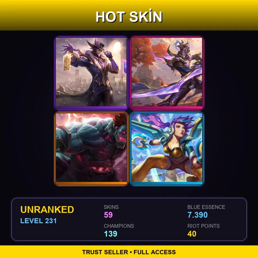 TR | Lv231 | Unranked | 59 Skin | 139 Champ — Arclight Yorick