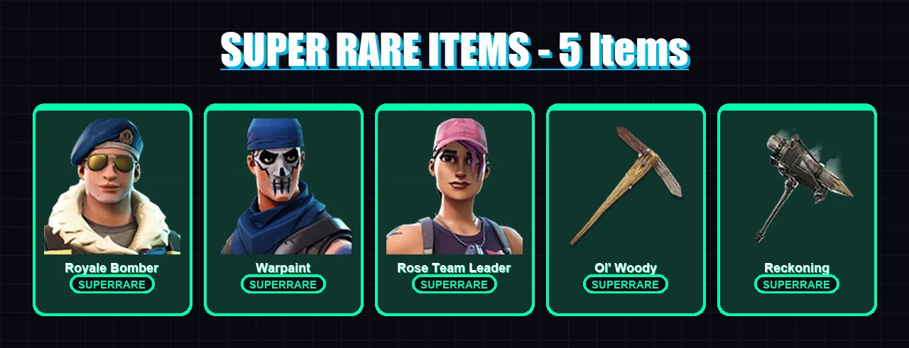 [PS4/PS5/XBOX/PC] | Royale Bomber | Warpaint | Rose Team Leader | Drift | Dire | 15 skin | 11 pickaxe | 15 emote | 13 glider | Lv93