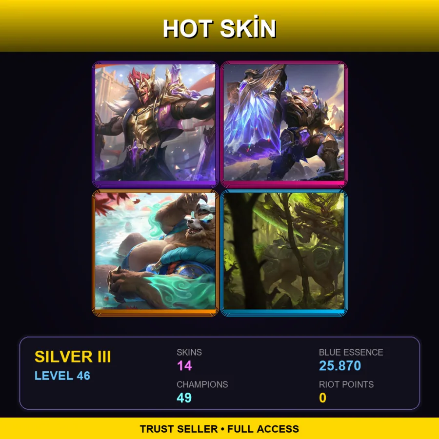 LAS | Victorious Draven | Victorious Braum | Spirit Blossom Springs Volibear | Elderwood Hecarim | 14 Skin | 49 Champ | Silver III | Lv46