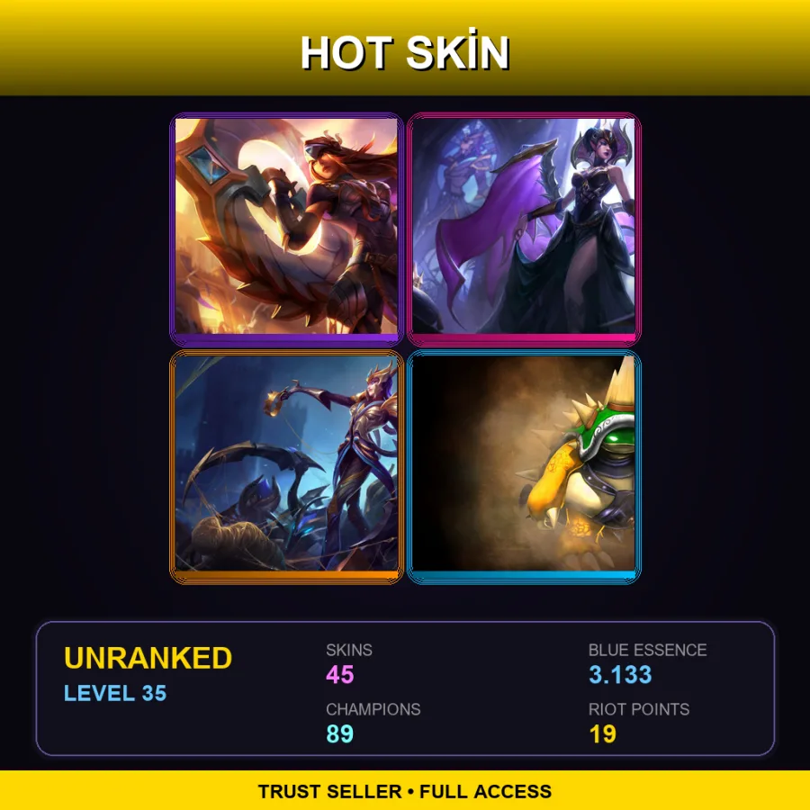 VN | Lv35 | Unranked | 45 Skin | 89 Champ