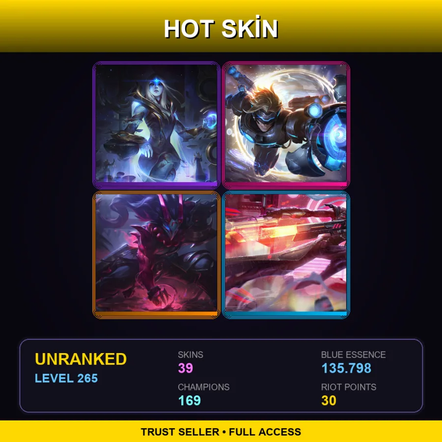 SG | Lv265 | Unranked | 39 Skin | 169 Champ — Unranked / Smurf League of Legends