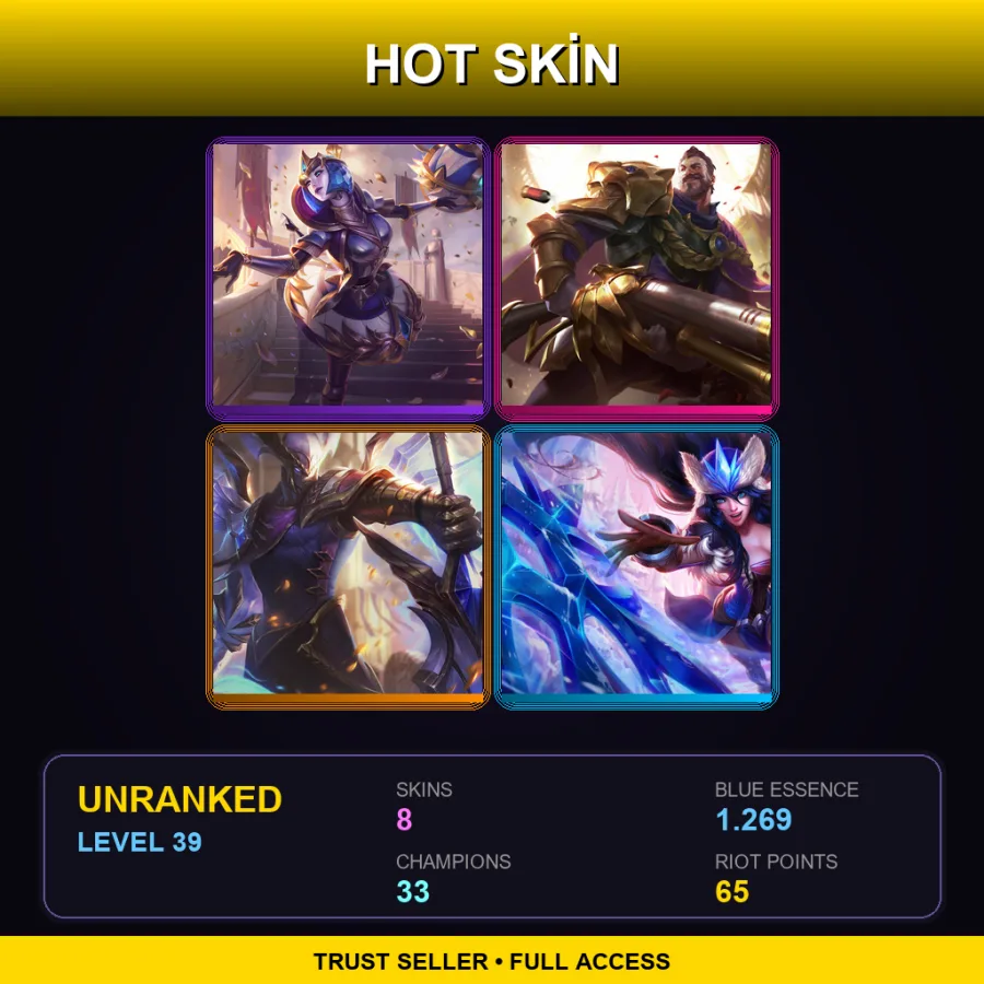 EUW | Lv39 | Unranked | 8 Skin | 33 Champ