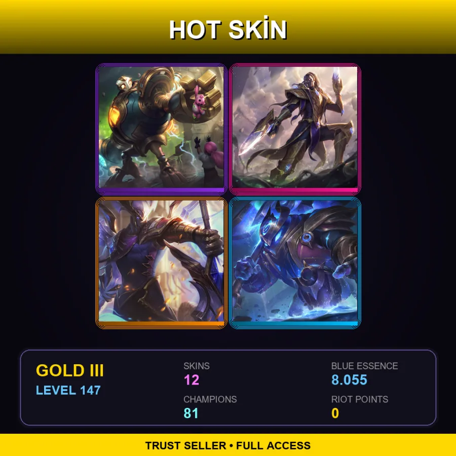 BR | Lv147 | Gold III | 12 Skin | 81 Champ