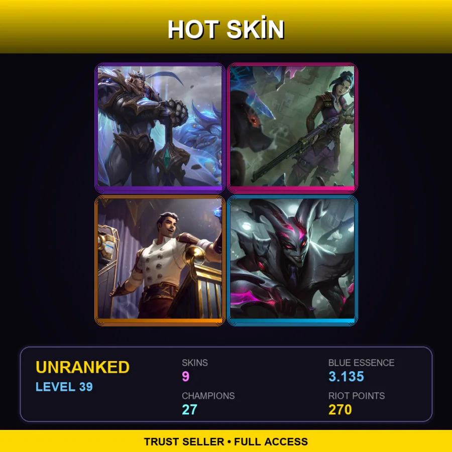 NA | Lv39 | Unranked | 9 Skin | 27 Champ