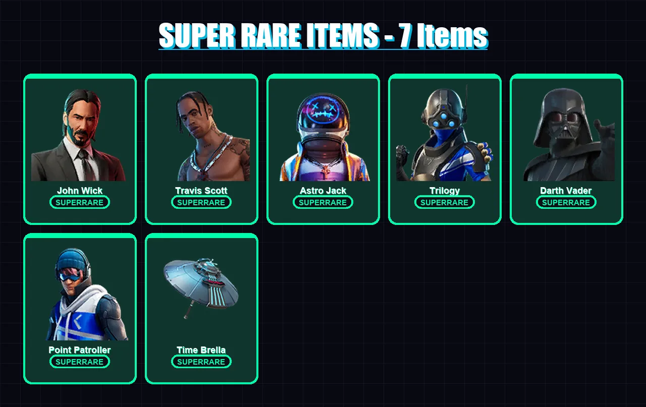 [PC/XBOX] | John Wick | Travis Scott | Astro Jack | Trilogy | Darth Vader | 135 skin | 137 pickaxe | 101 emote | 121 glider | Lv2383