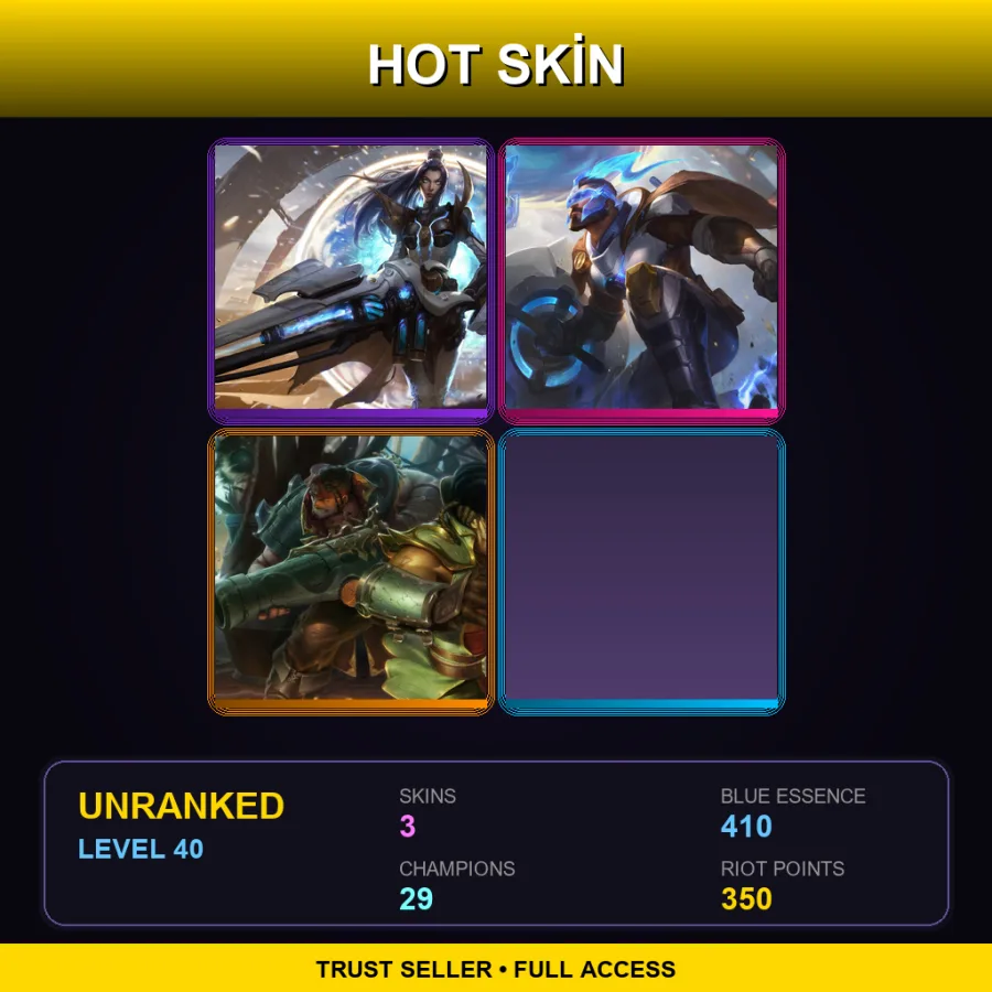 EUW | Lv40 | Unranked | 3 Skin | 29 Champ