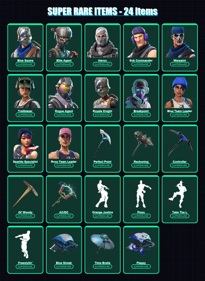 [SWITCH/XBOX/PSN/PC] | Blue Squire | Elite Agent | Havoc | Sub Commander | Warpaint | 80 skin | 105 pickaxe | 95 emote | 90 glider | Lv1661
