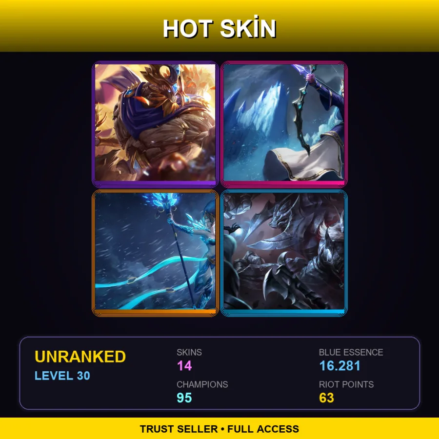 EUW | Lv30 | Unranked | 14 Skin | 95 Champ