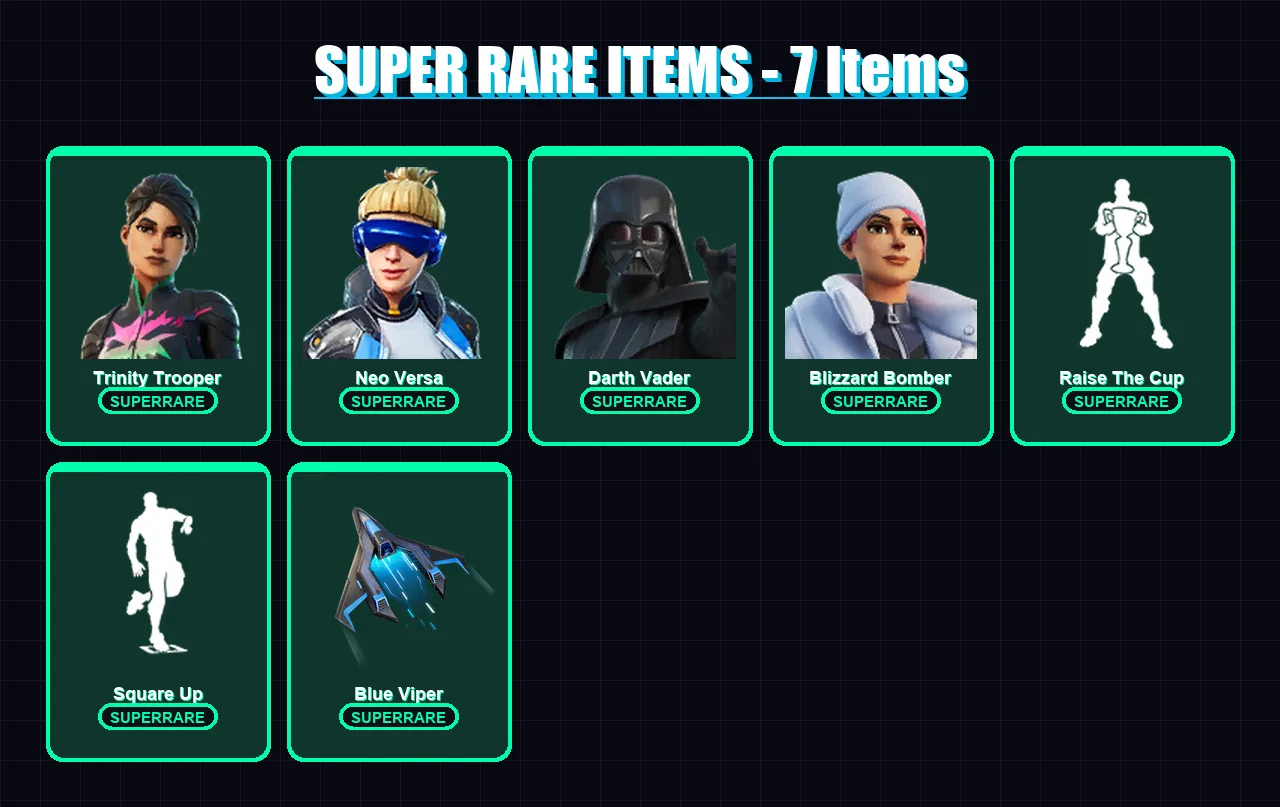 [PC/PSN] | Trinity Trooper | Neo Versa | Darth Vader | Blizzard Bomber | Gear Specialist Maya | 45 skin | 67 pickaxe | 51 emote | 66 glider | Lv957