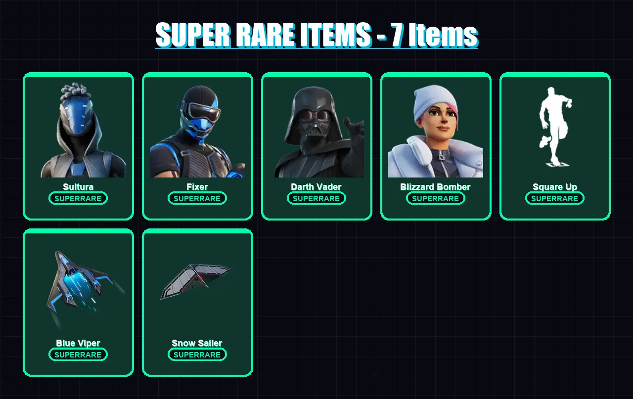 [PS4/PS5/XBOX/PC] | Sultura | Fixer | Darth Vader | Blizzard Bomber | Malik | 79 skin | 99 pickaxe | 61 emote | 82 glider | Lv1117