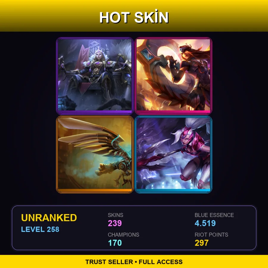 BR | Lv258 | Unranked | 239 Skin | 170 Champ — LoL account