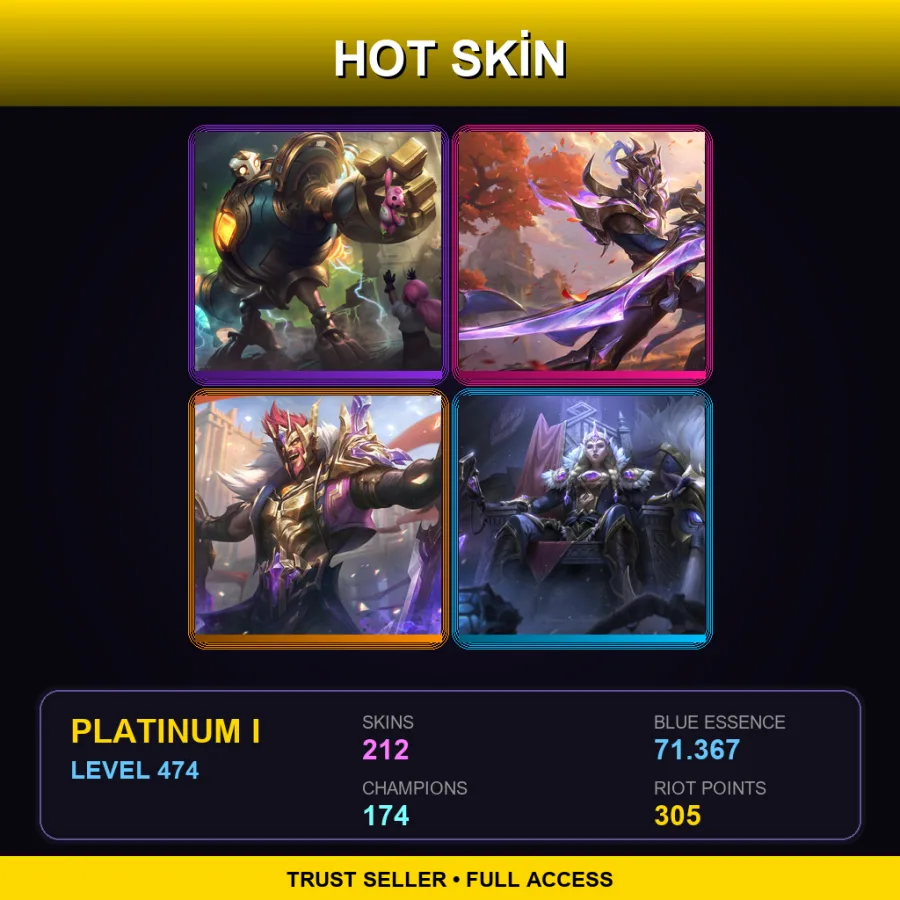 VN | Lv474 | Platinum I | 212 Skin | 174 Champ