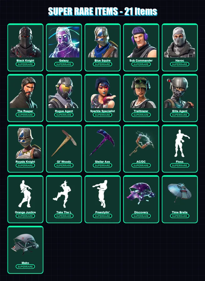 [PC/PSN] | Black Knight | Galaxy | Blue Squire | Sub Commander | Havoc | 38 skin | 30 pickaxe | 35 emote | 33 glider | Lv462