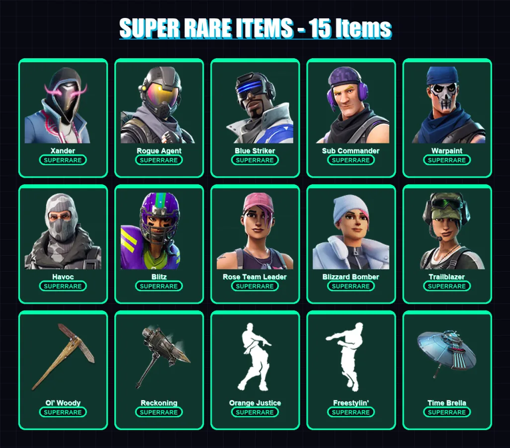 [PC/XBOX] | Xander | Rogue Agent | Blue Striker | Sub Commander | Warpaint | 53 skin | 47 pickaxe | 35 emote | 36 glider | Lv444