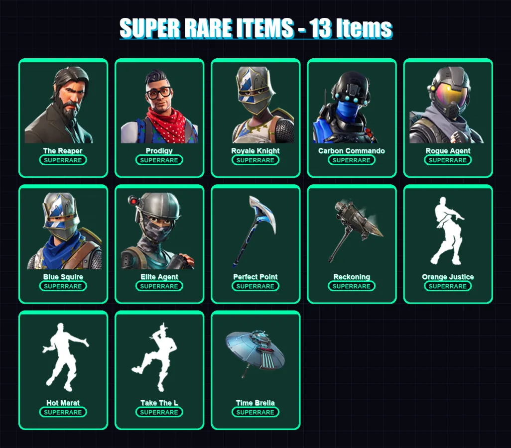 [PS4/PS5/XBOX/PC] | The Reaper | Prodigy | Royale Knight | Carbon Commando | Rogue Agent | 133 skin | 127 pickaxe | 120 emote | 122 glider | Lv1923 — Fortnite account