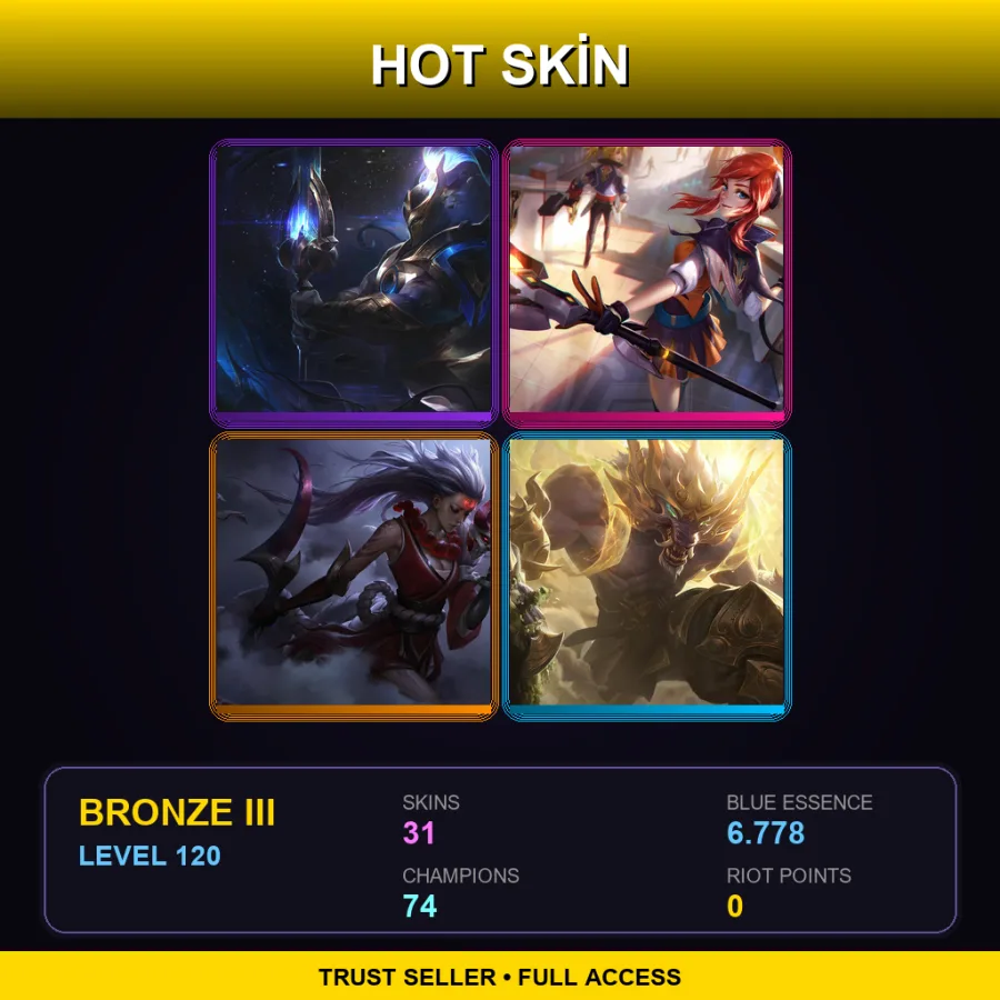 SG | Lv120 | Bronze III | 31 Skin | 74 Champ — LoL account