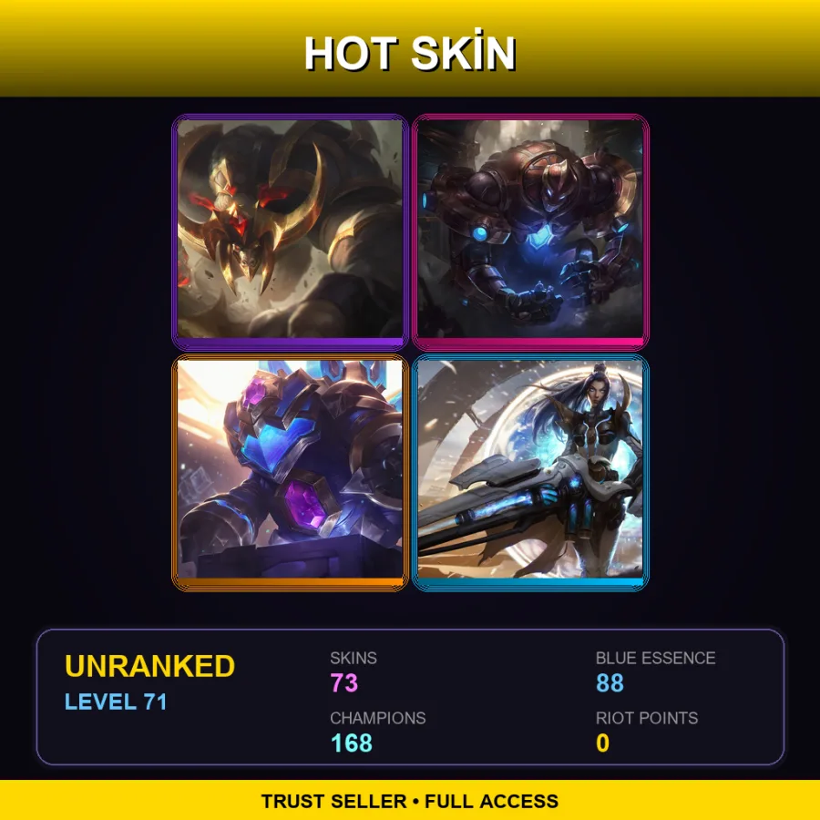 SG | Lv71 | Unranked | 73 Skin | 168 Champ — Demacia Vice Garen