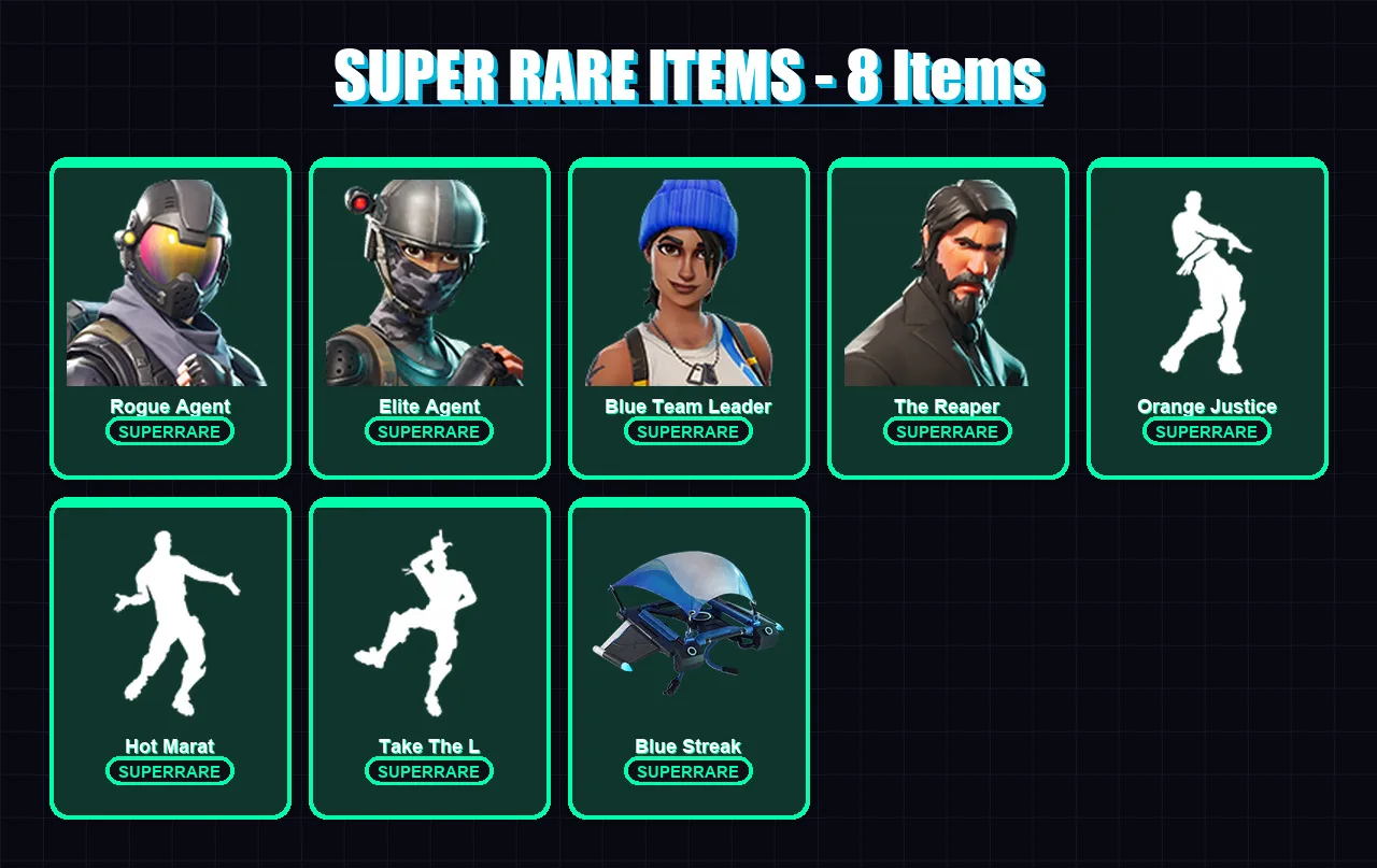 [PS4/PS5/XBOX/PC] | Rogue Agent | Elite Agent | Blue Team Leader | The Reaper | Carbide | 36 skin | 61 pickaxe | 50 emote | 48 glider | Lv737