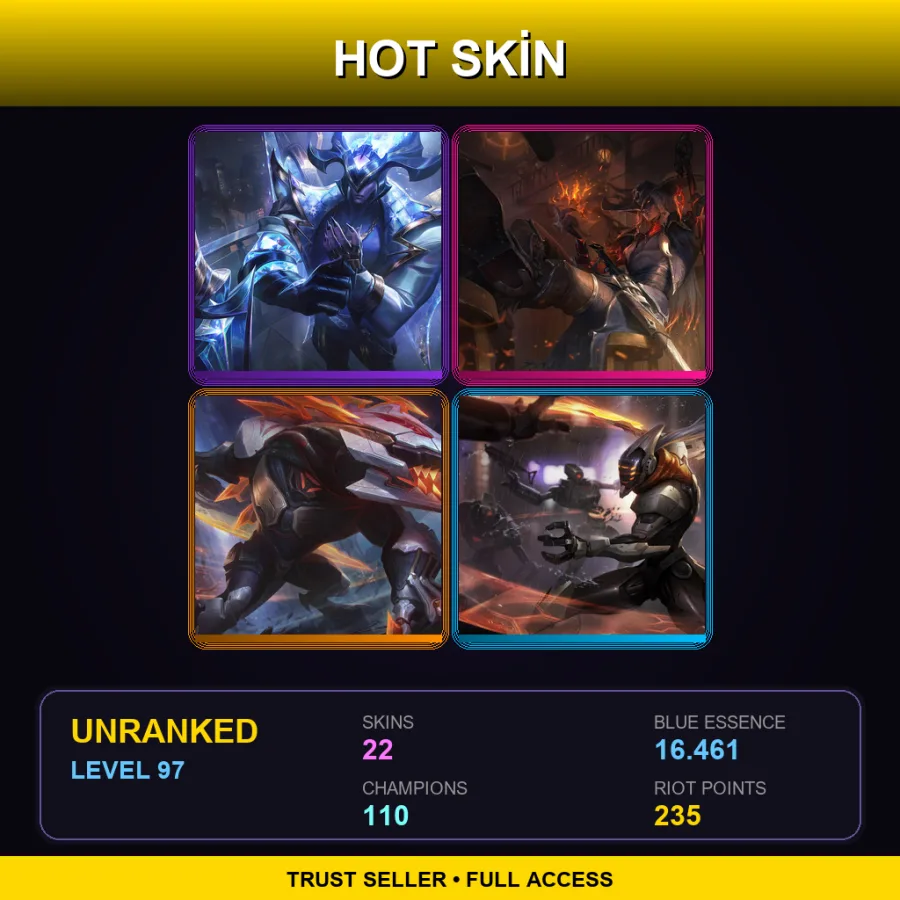 LAS | Prestige DRX Aatrox | High Noon Yone | PROJECT: Renekton | PROJECT: Yi | 22 Skin | 110 Champ | Lv97