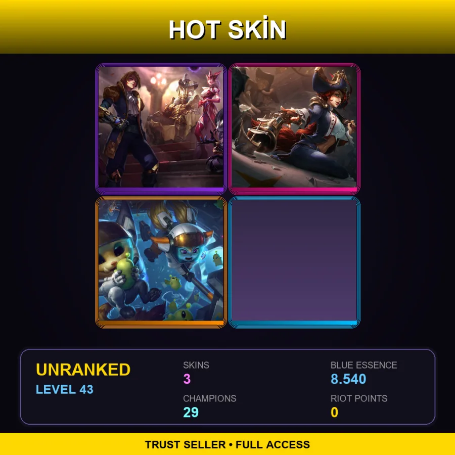TR | Lv43 | Unranked | 3 Skin | 29 Champ