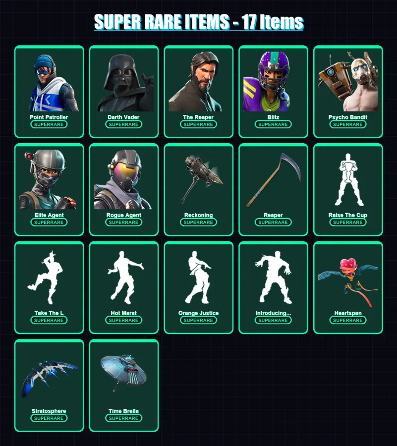 [PC/XBOX/PSN] | Point Patroller | Darth Vader | The Reaper | Blitz | Psycho Bandit | 141 skin | 97 pickaxe | 134 emote | 100 glider | Lv1561