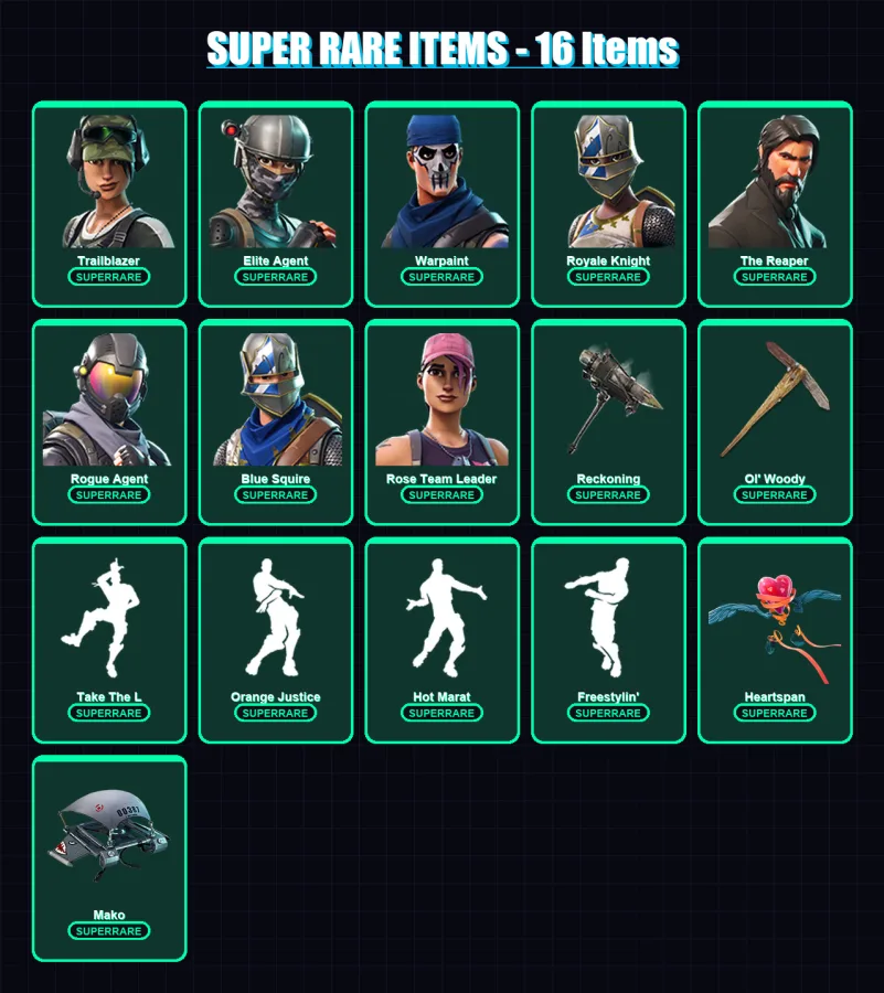 [PC/XBOX/PSN] | Trailblazer | Elite Agent | Warpaint | Royale Knight | The Reaper | 73 skin | 73 pickaxe | 73 emote | 75 glider | Lv774