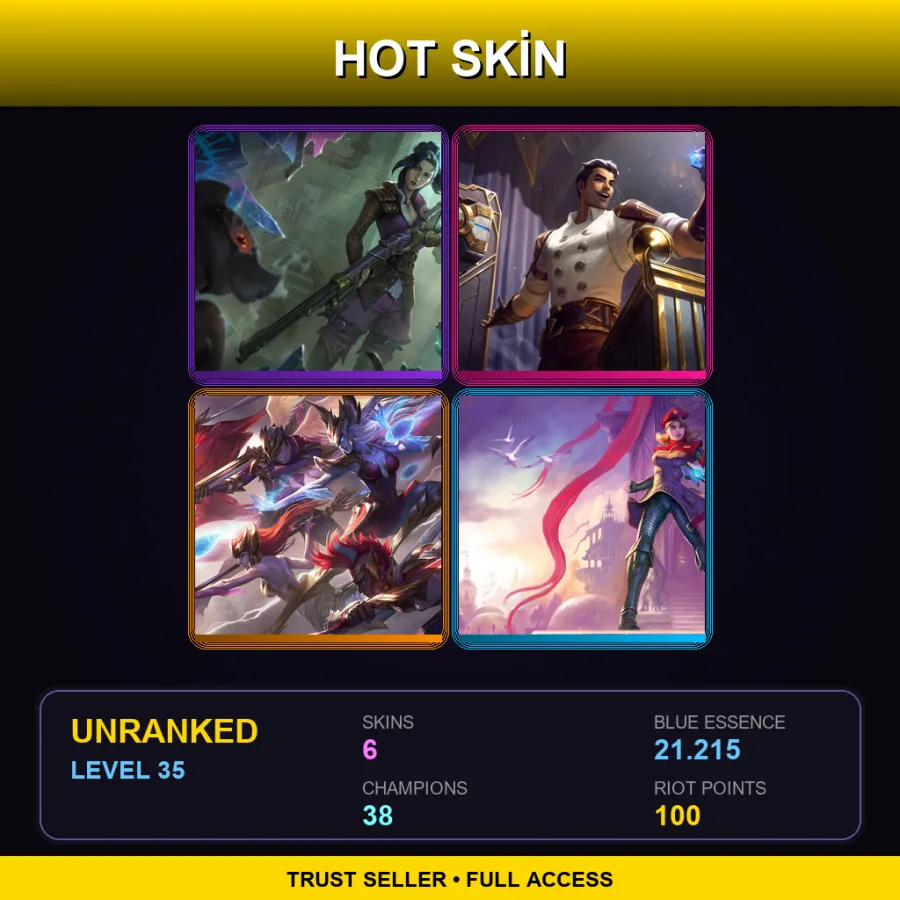 TR | Lv35 | Unranked | 6 Skin | 38 Champ