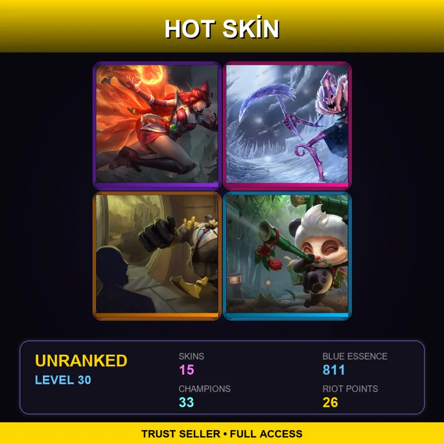 NA | Lv30 | Unranked | 15 Skin | 33 Champ