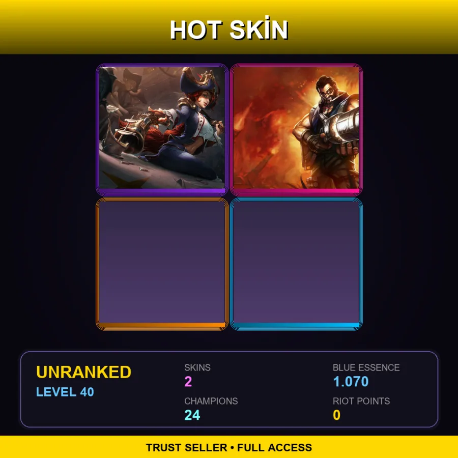 EUW | Waterloo Miss Fortune | Hired Gun Graves | 2 Skin | 24 Champ | Lv40