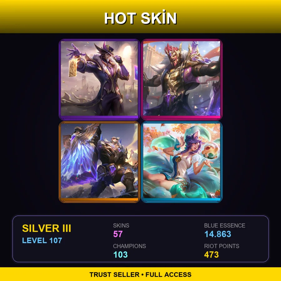 NA | Victorious Twisted Fate | Victorious Draven | Victorious Braum | Spirit Blossom Springs Ahri | 57 Skin | 103 Champ | Silver III | Lv107