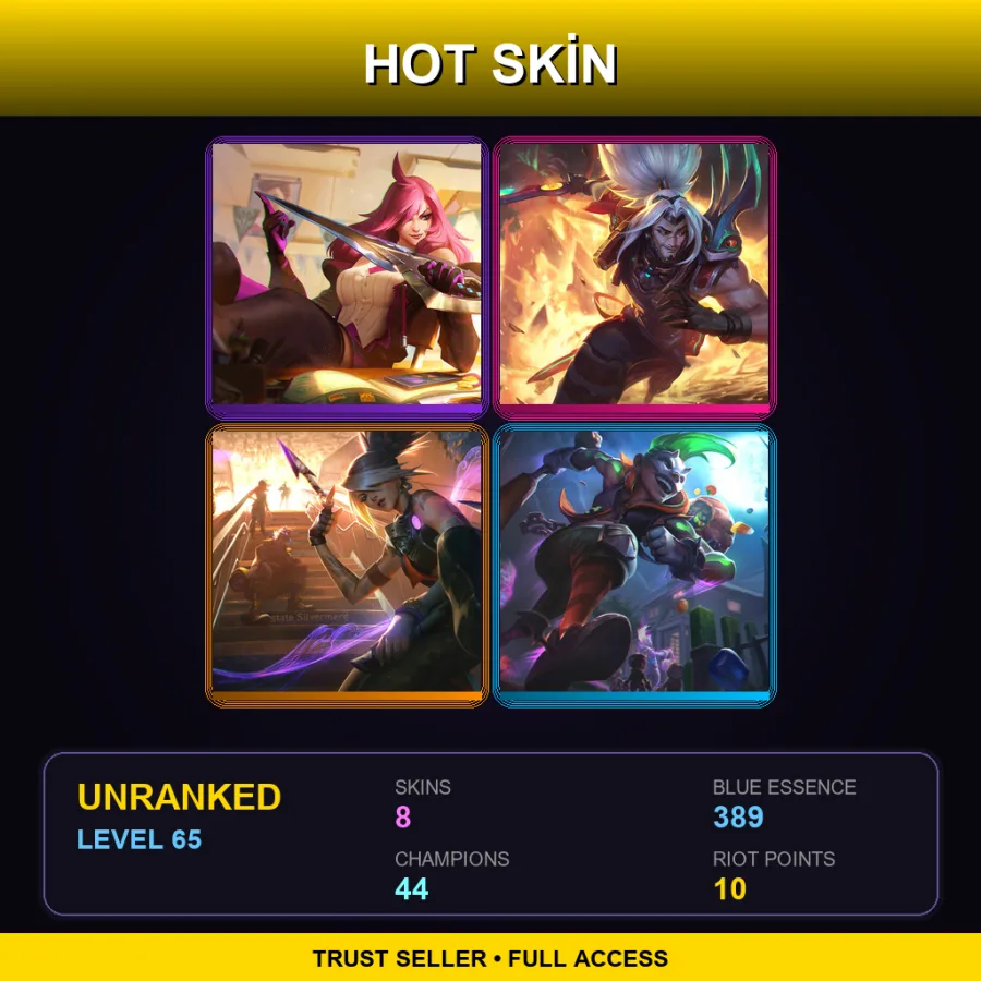 EUNE | Lv65 | Unranked | 8 Skin | 44 Champ