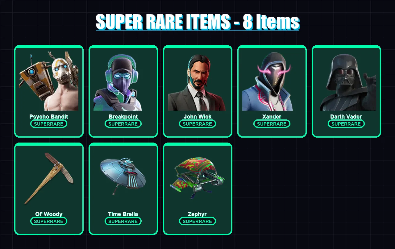 [PS4/PS5/XBOX/PC] | Psycho Bandit | Breakpoint | John Wick | Xander | Darth Vader | 253 skin | 303 pickaxe | 181 emote | 210 glider | Lv3072
