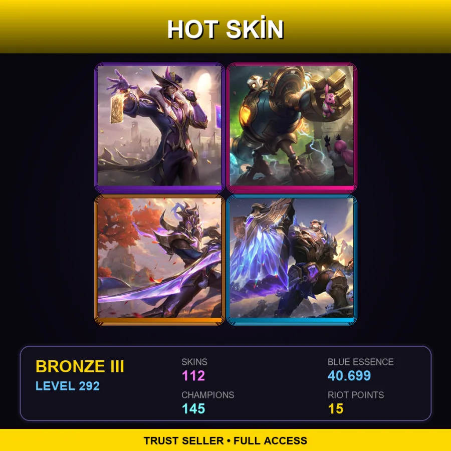 LAS | Lv292 | Bronze III | 112 Skin | 145 Champ