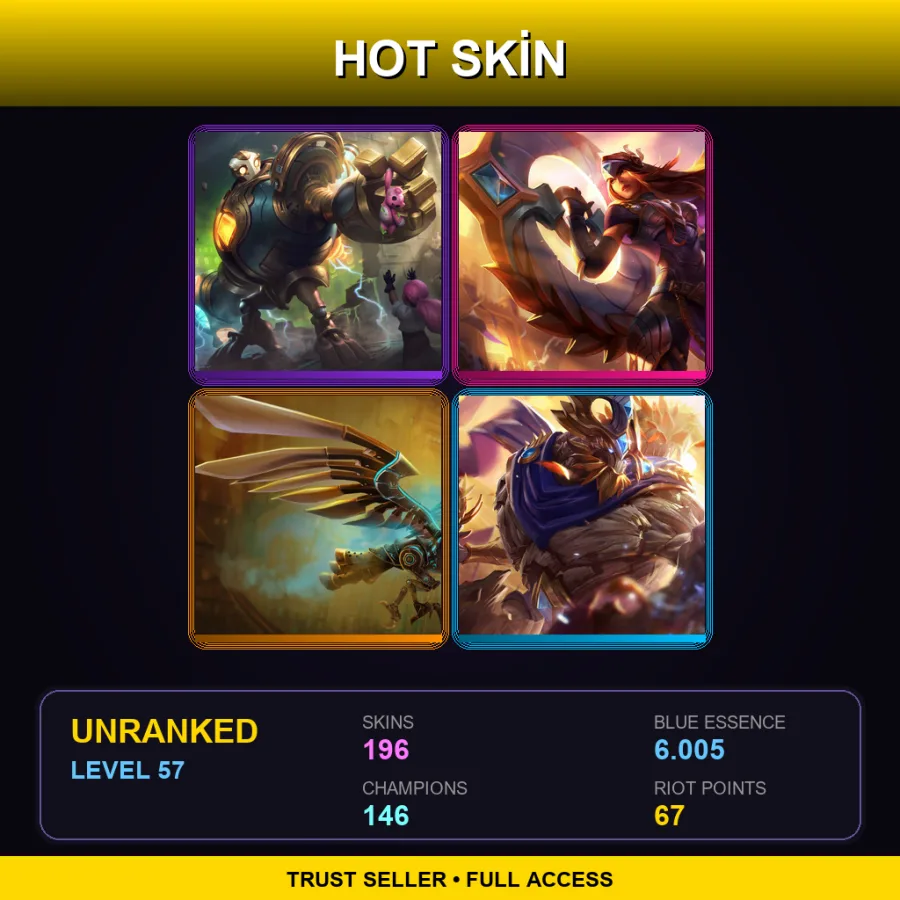 EUNE | Lv57 | Unranked | 196 Skin | 146 Champ