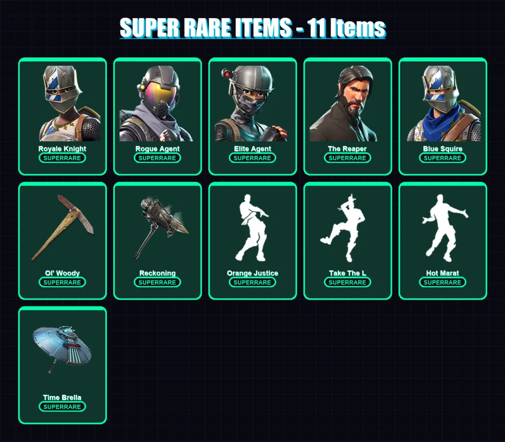 [PC/PSN] | Royale Knight | Rogue Agent | Elite Agent | The Reaper | Blue Squire | 76 skin | 64 pickaxe | 61 emote | 50 glider | Lv633