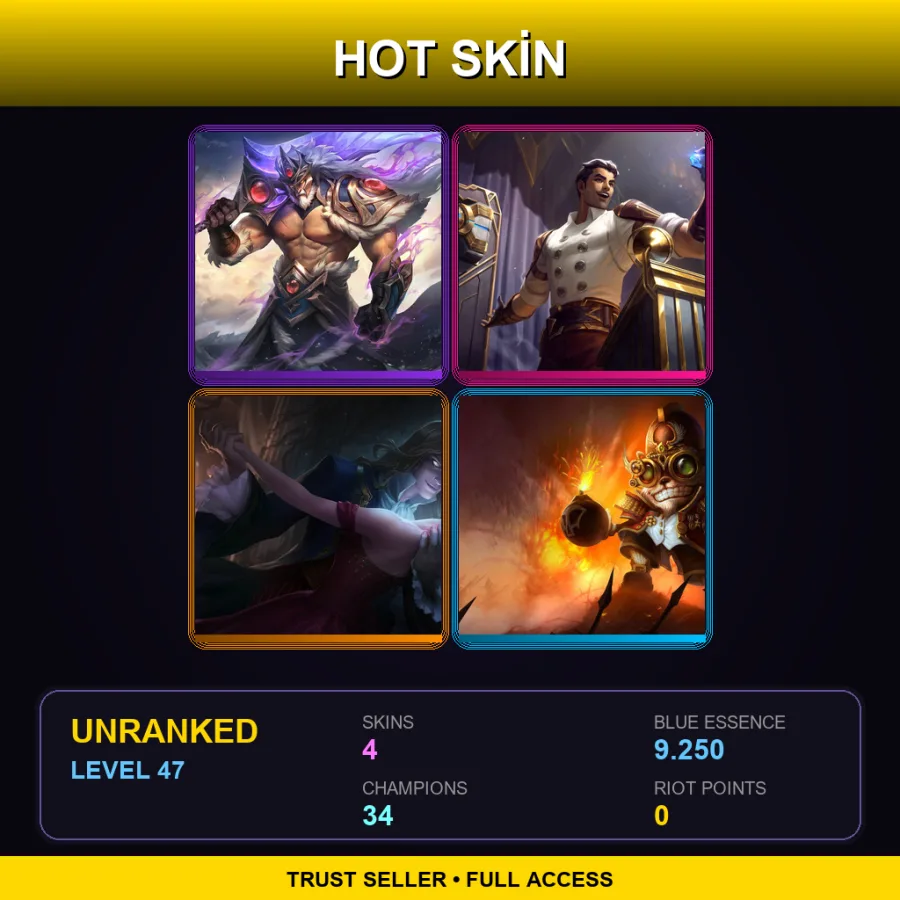 VN | Lv47 | Unranked | 4 Skin | 34 Champ