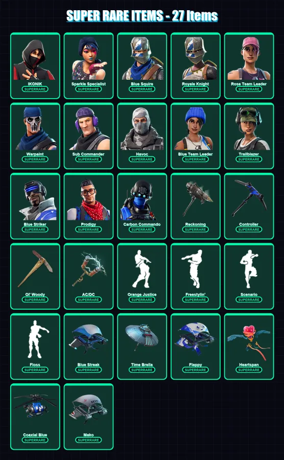 [PC/XBOX] | IKONIK | Sparkle Specialist | Blue Squire | Royale Knight | Rose Team Leader | 48 skin | 53 pickaxe | 56 emote | 65 glider | Lv920