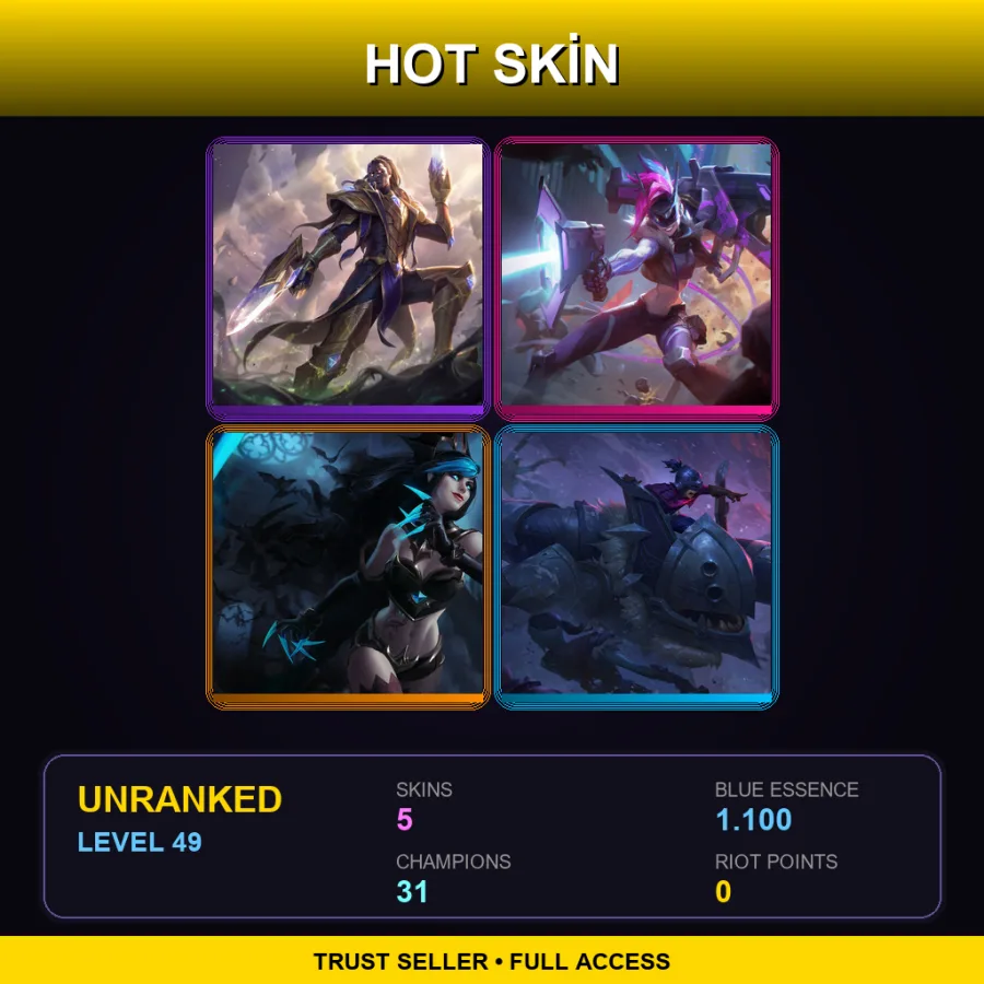 EUW | Lv49 | Unranked | 5 Skin | 31 Champ