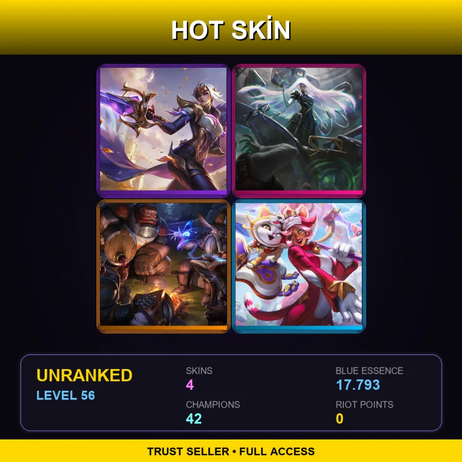 NA | Lv56 | Unranked | 4 Skin | 42 Champ — LoL account