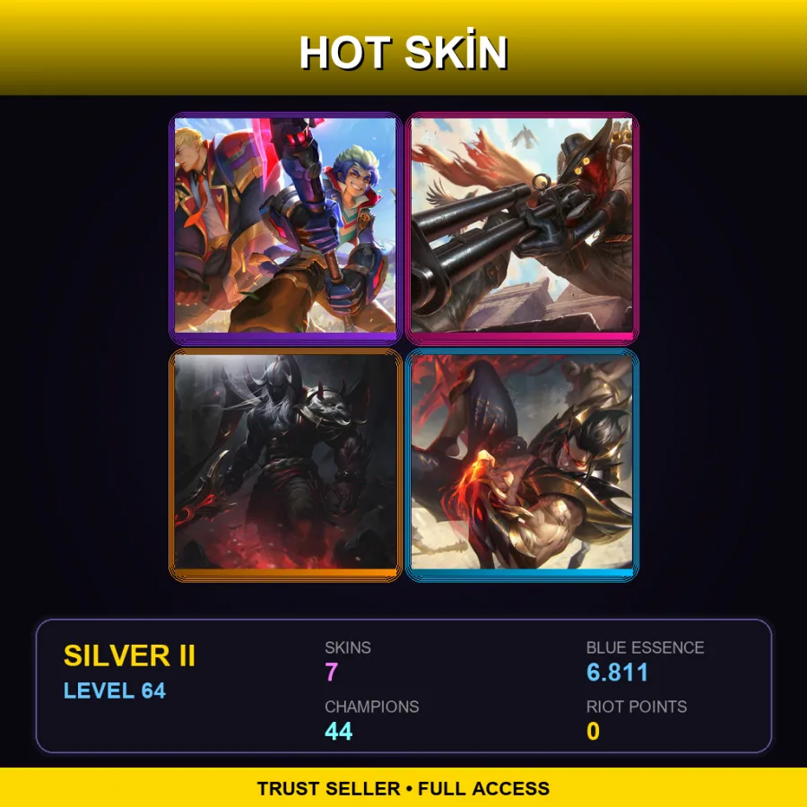 EUW | Lv64 | Silver II | 7 Skin | 44 Champ