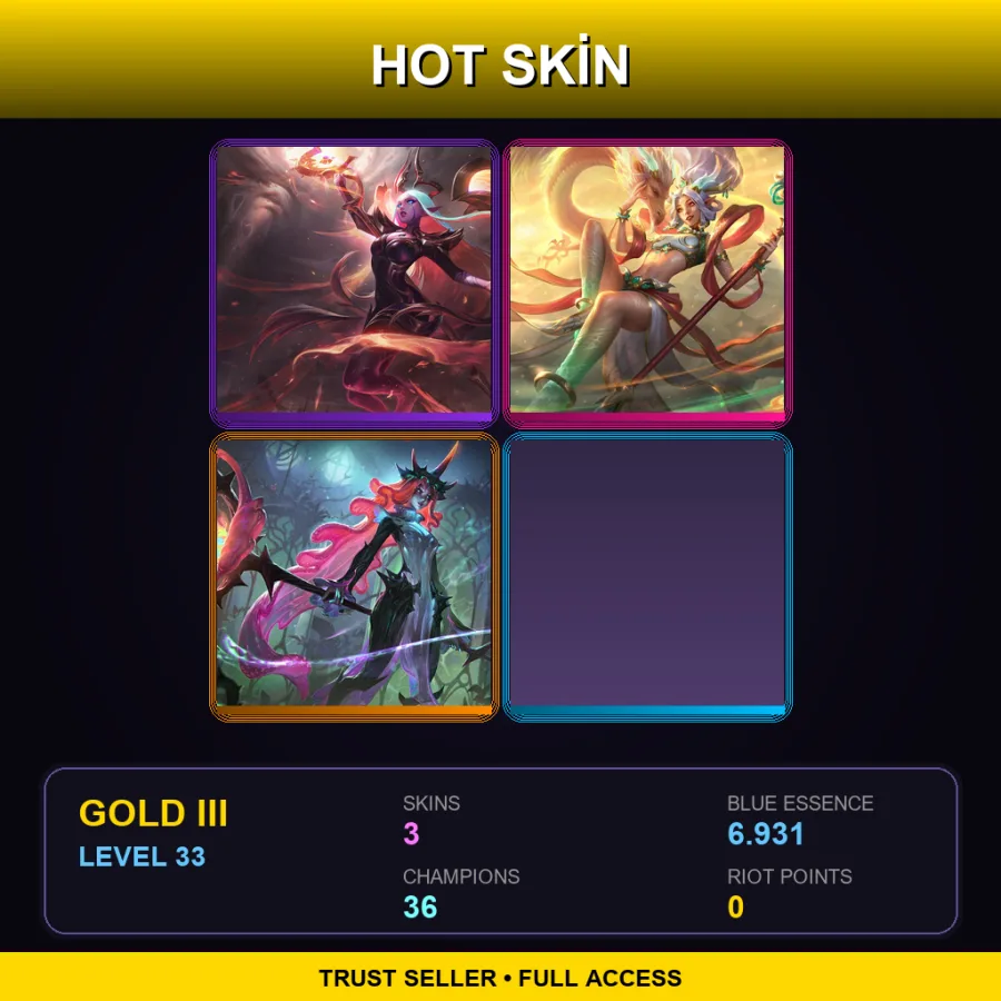 EUNE | Lv33 | Gold III | 3 Skin | 36 Champ