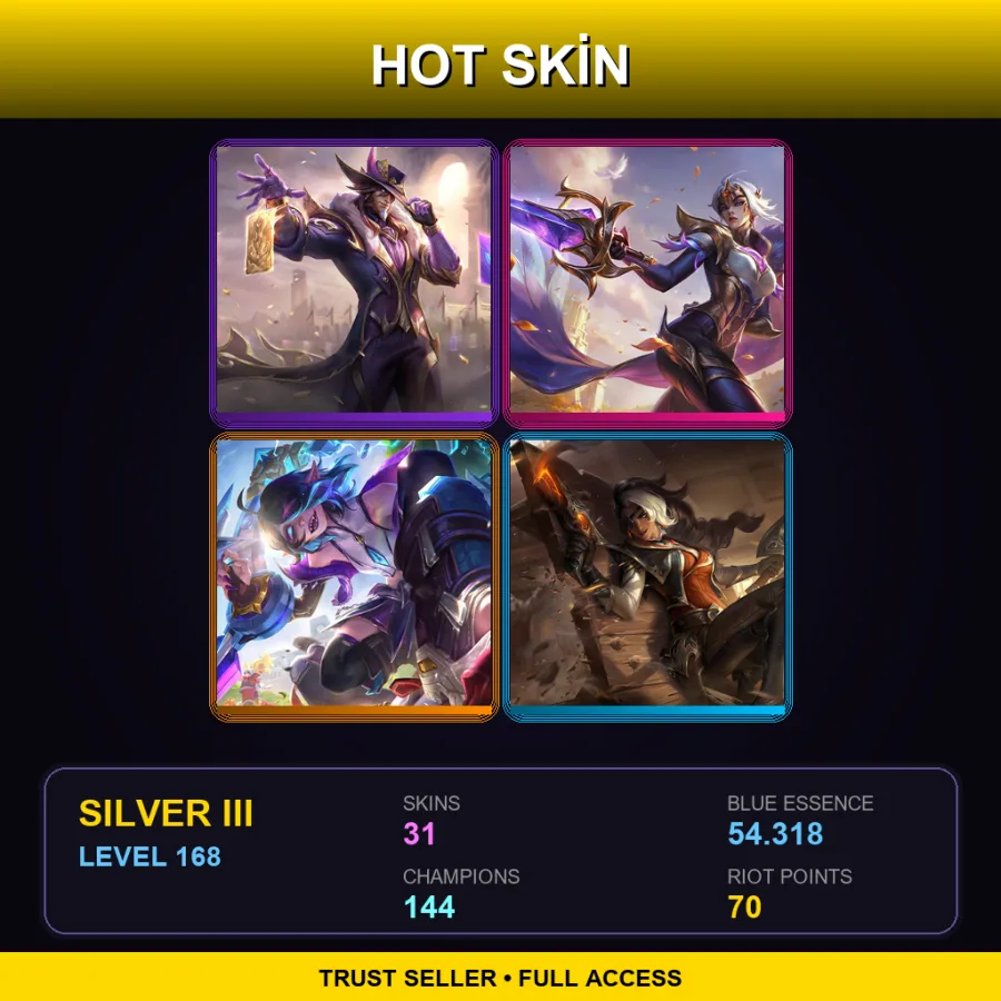 EUW | Lv168 | Silver III | 31 Skin | 144 Champ
