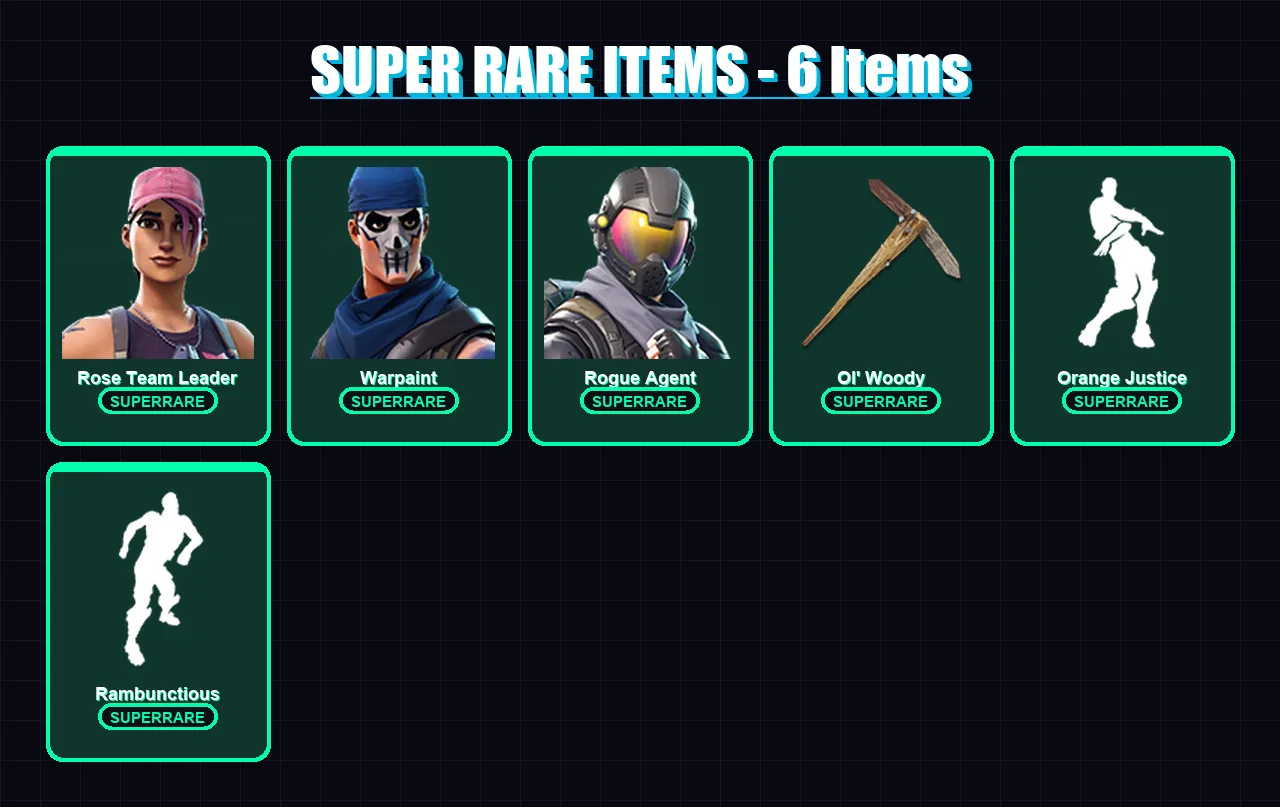 [PS4/PS5/XBOX/PC] | Rose Team Leader | Warpaint | Rogue Agent | Carbide | Drift | 17 skin | 41 pickaxe | 30 emote | 31 glider | Lv407